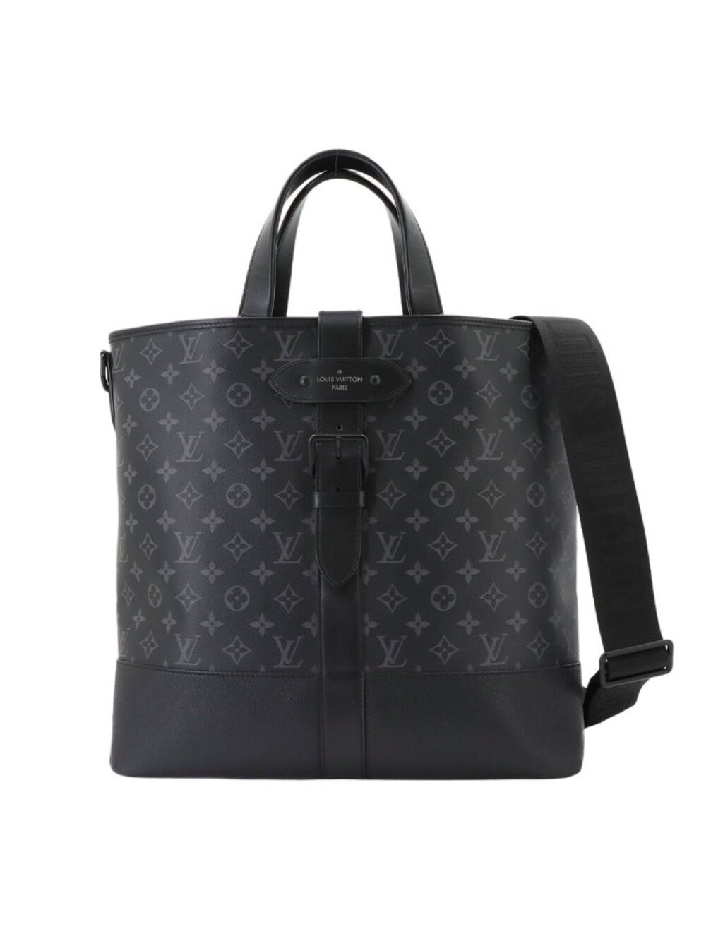 Louis Vuitton Monogram Eclipse Saumur 2-Way Tote Shoulder Bag Black